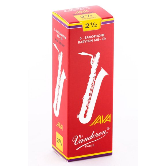 Vandoren Bari Sax Java Red Reeds Strength #2.5; Box of 5