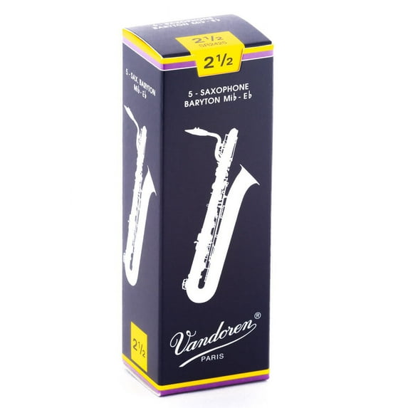 Vandoren Bari Sax Traditional Reeds Strength #2.5; Box of 5