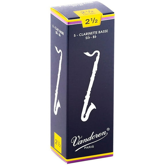 Vandoren Bass Clarinet Traditional Reeds Strength #2.5; Box of 5