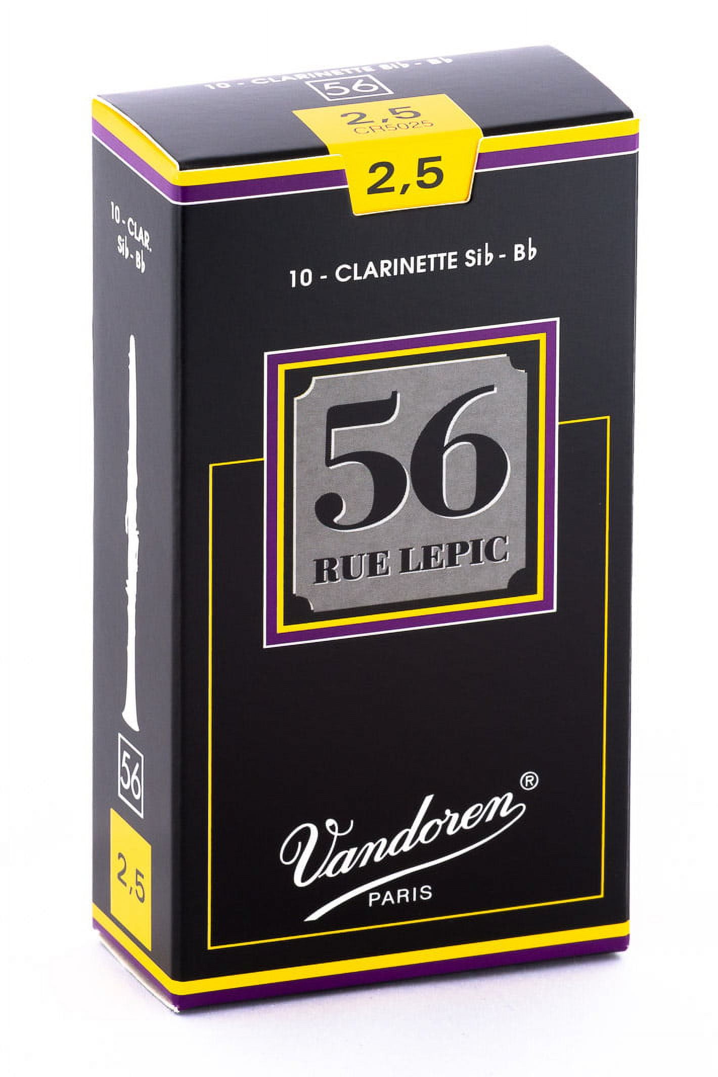 Vandoren Bb Clarinet 56 Rue Lepic Reeds Strength #2.5; Box of 10
