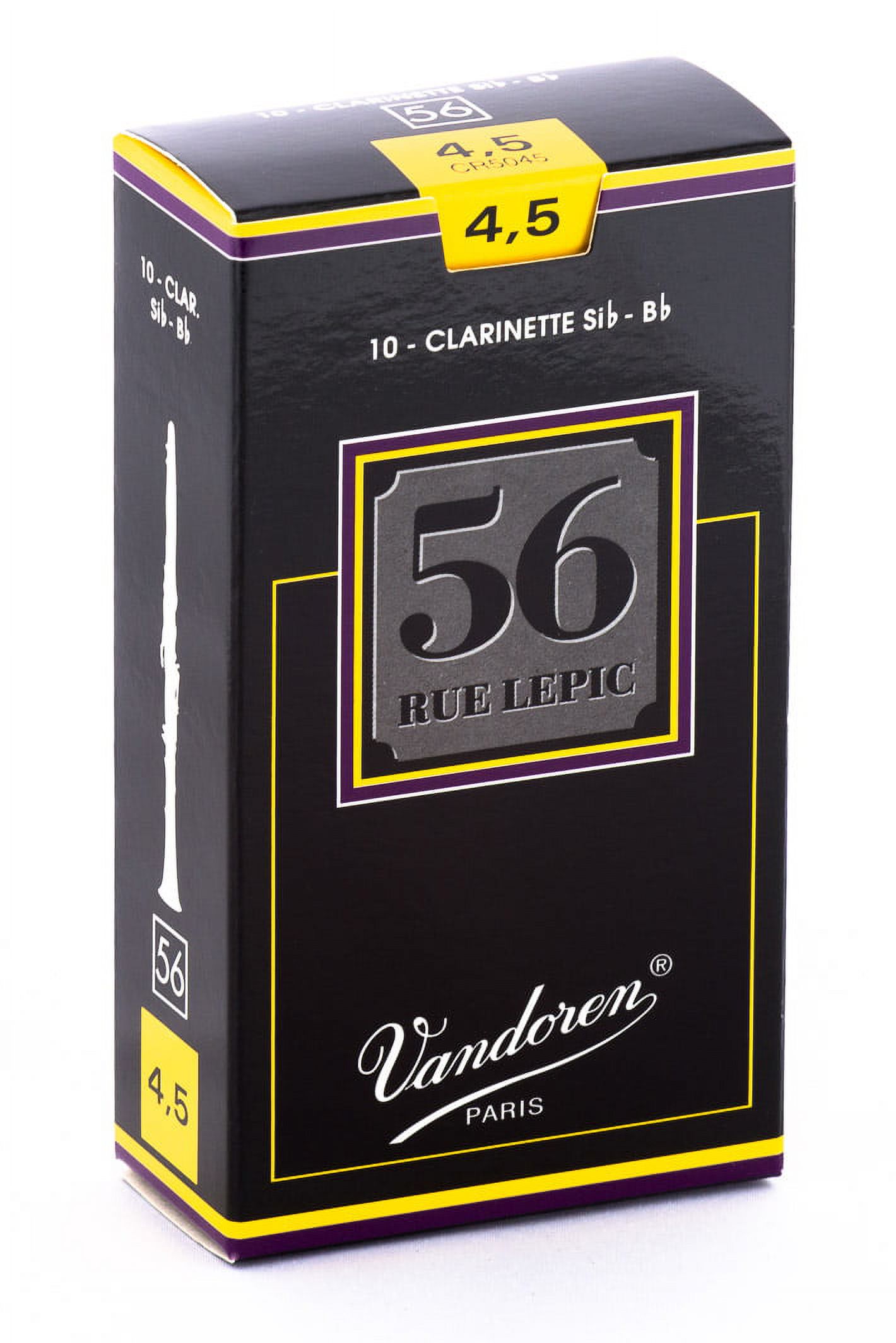 Vandoren Bb Clarinet 56 Rue Lepic Reeds Strength #4.5; Box of 10
