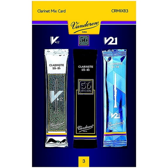 Vandoren Bb Clarinet Mix Card; Includes 1 each V12, 56 RueLepic and V21 3