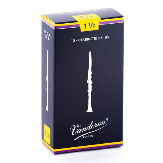 Vandoren Bb Clarinet Traditional Reeds Strength #1.5; Box of 10