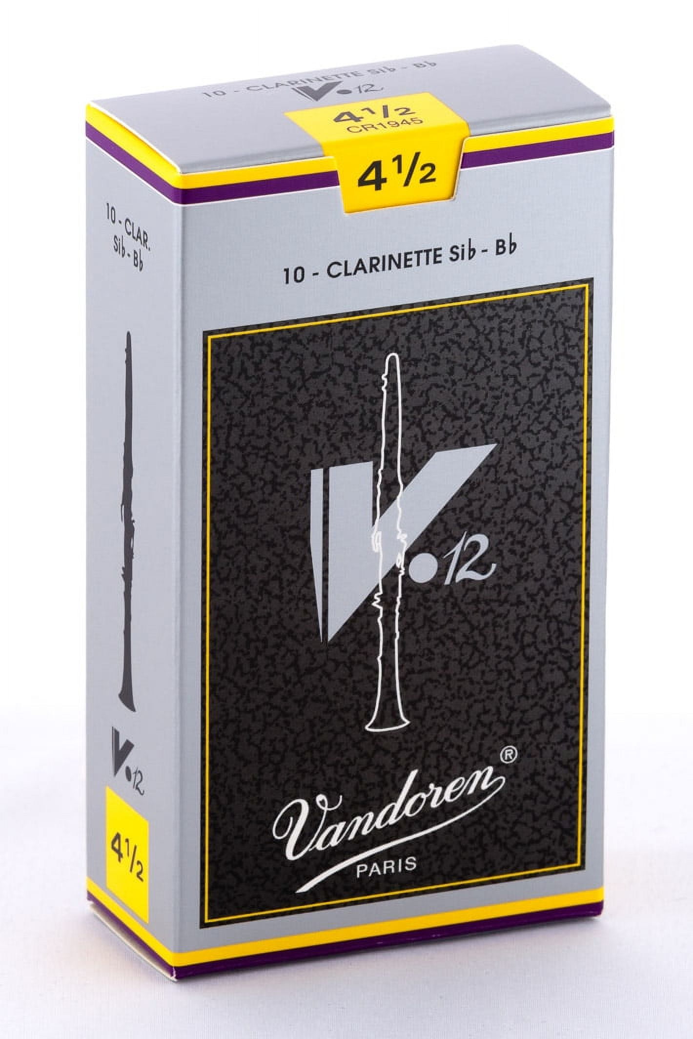 Vandoren Bb Clarinet V.12 Reeds Strength #4.5; Box of 10