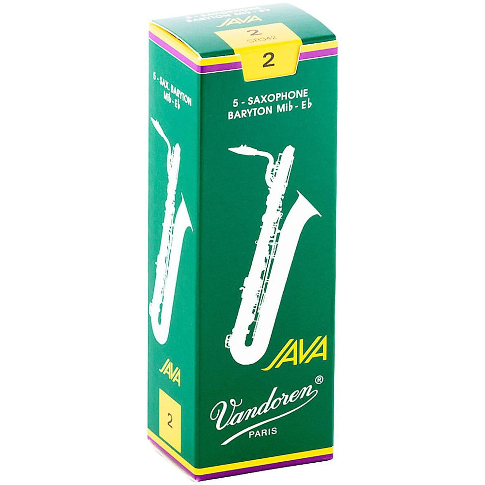 Vandoren JAVA Green Baritone Saxophone Reeds Strength - 2, Box of 5