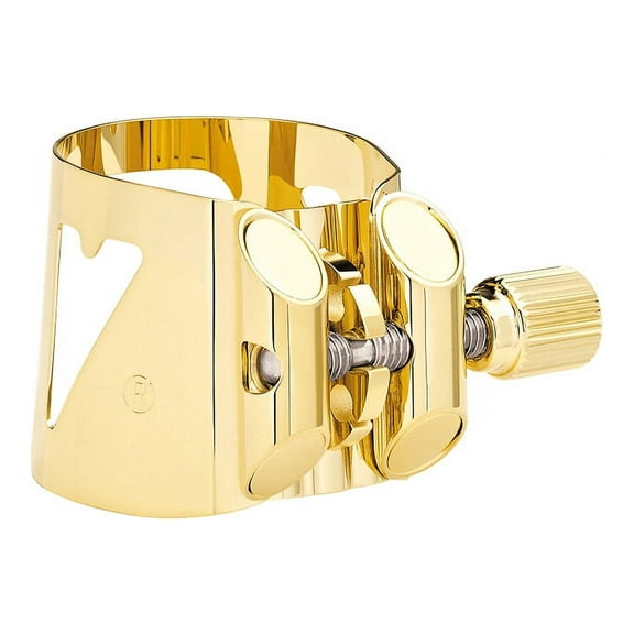 Vandoren Optimum Ligature and Plastic Cap for Alto Saxophone; Gilded; Includes 3 Interchangeable Pressure Plates