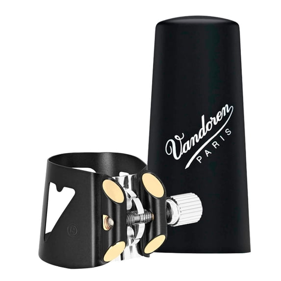Vandoren Bass Clarinet Black Laquer Optimum Ligature with Plastic Cap - LC04BP