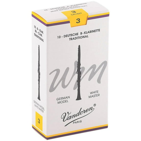 Vandoren White Master Traditional Bb Clarinet Reeds Box of 10, Strength 3