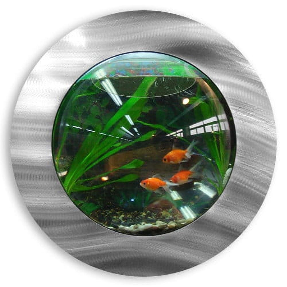 Round Brushed Aluminum Wall Mounted Fish Tank