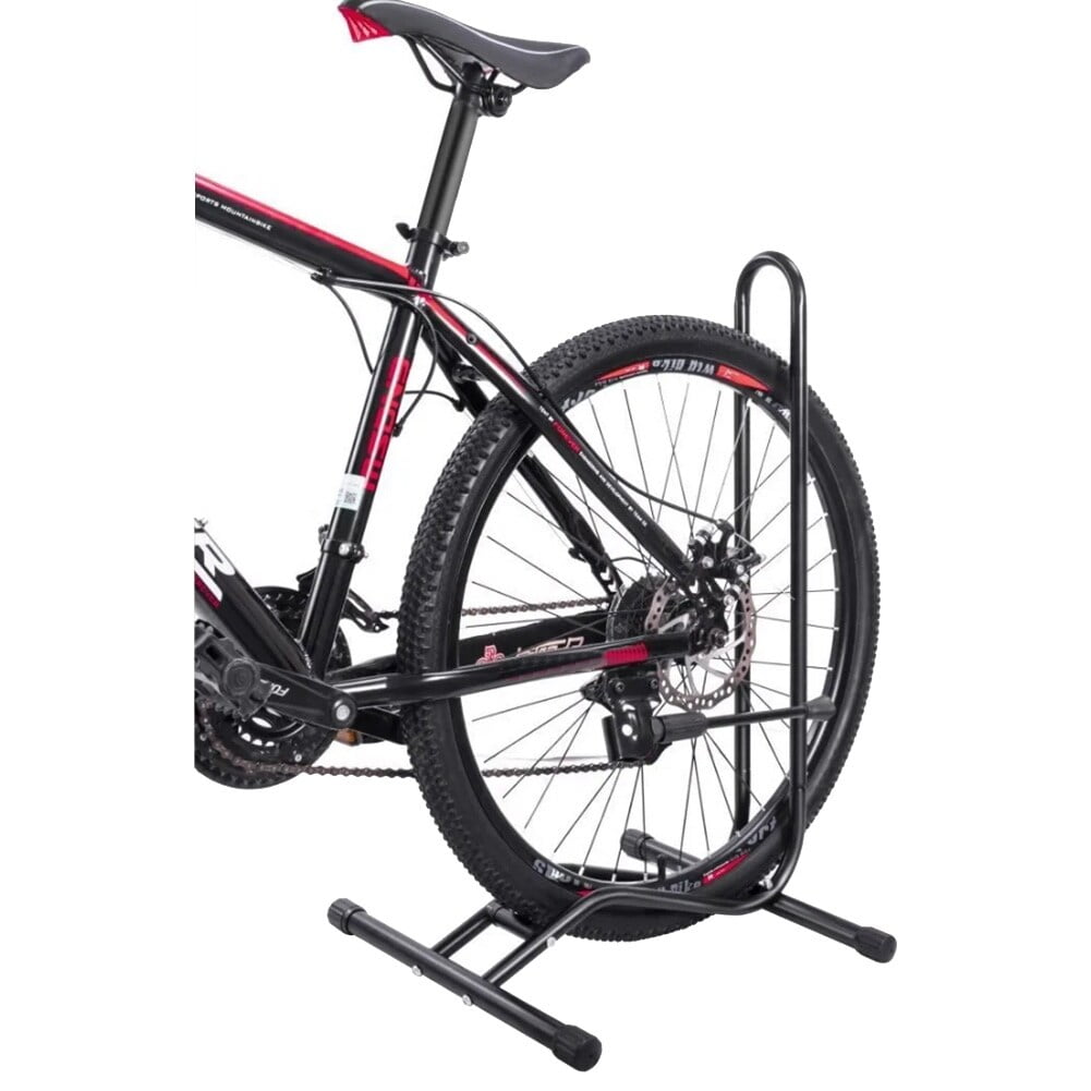 Black Tubular Steel Freestanding Bicycle Parking Stand with Anti-Slip Caps