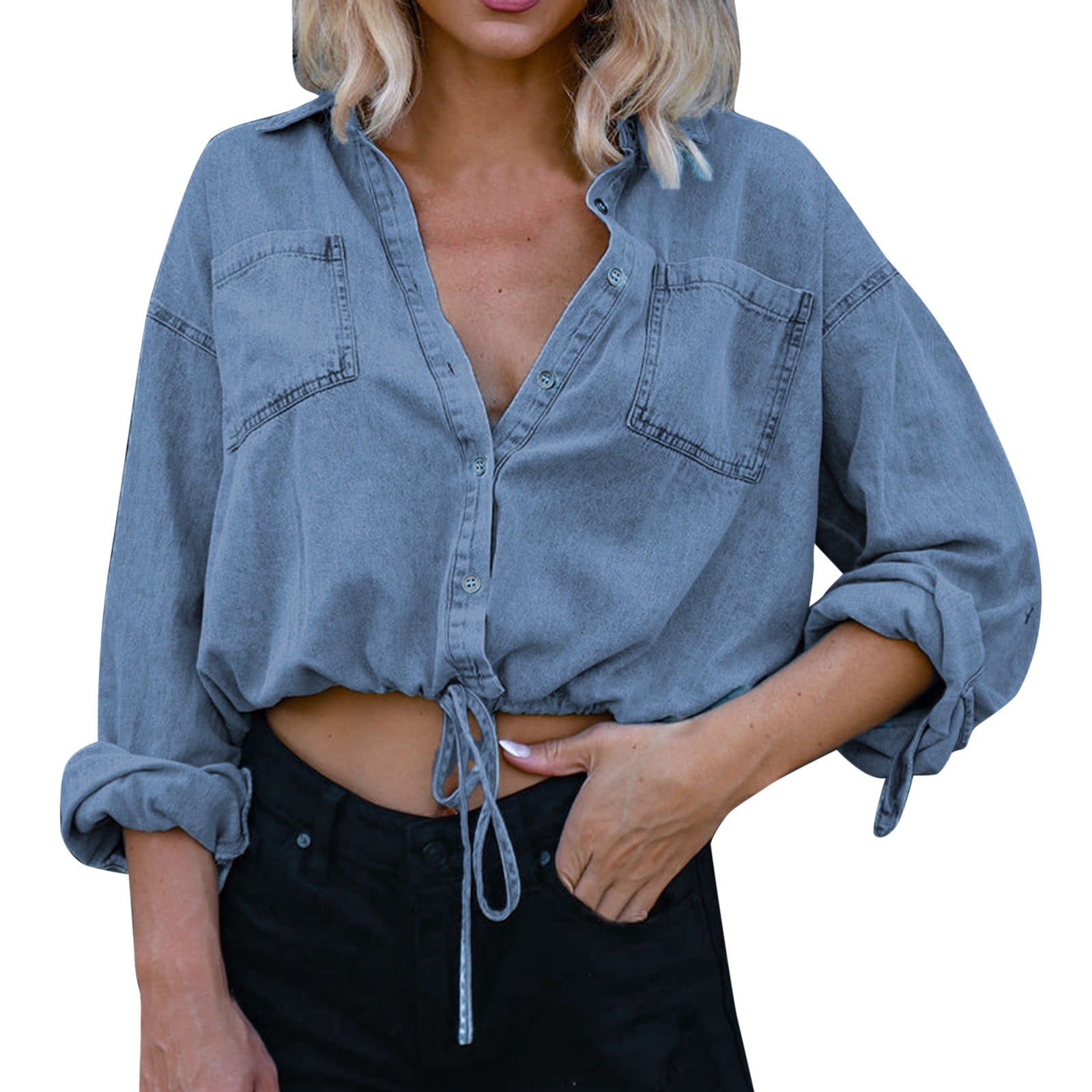 Womens jean jacket hotsell with cotton sleeves