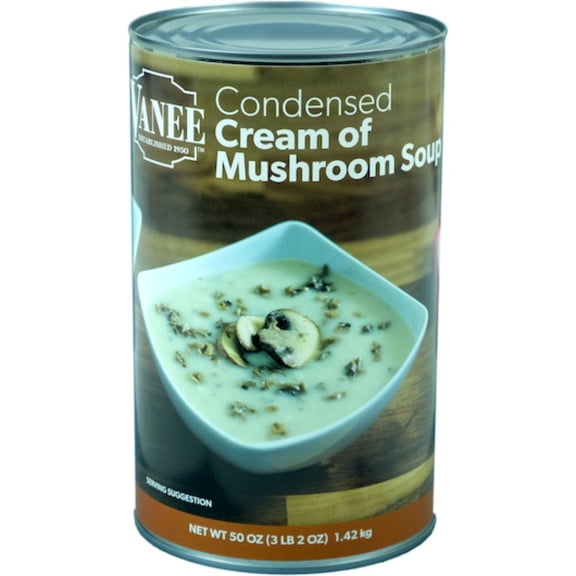 Vanee Cream Of Mushroom Soup, 50 Ounces, 12 Cans Per Case