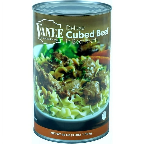 Vanee Cubed Beef In Broth, 48 oz - Case of 6