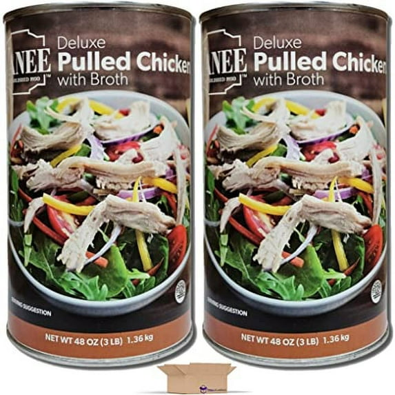 Vanee Vanee Deluxe Pulled Chicken with Broth Value Pack | 48 Ounce Can | Pack of 2