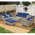 thumbnail image 1 of Vanelc 10 Piece Patio Furniture Set with Storage Table, All-Weather Rattan Wicker Outdoor Sectional Sofa Set for Backyard, Garden (Light Gray with Navy Cushions), 1 of 9