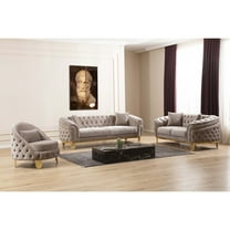 Vanessa 2 Piece Living Room Set Finished with Velvet Upholstery in Taupe