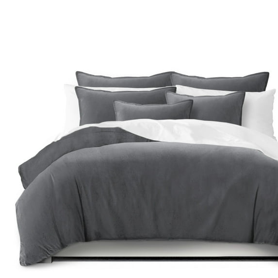 Vanessa Charcoal Duvet Cover Set Super Queen