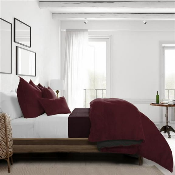 Vanessa Comforter & 1 Pillow Sham Set, Merlot - Twin Size - 2 Piece