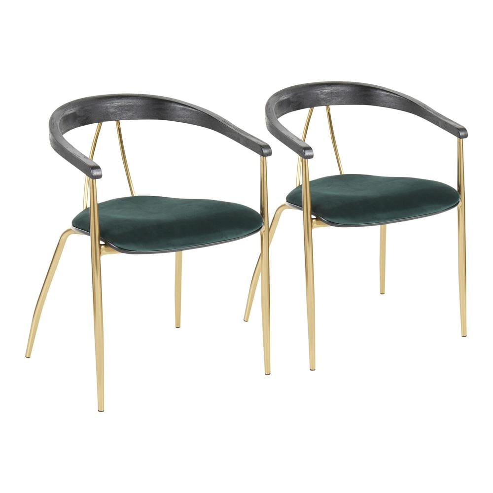 Chic Modern Green Velvet Arm Chair with Gold Metal Frame