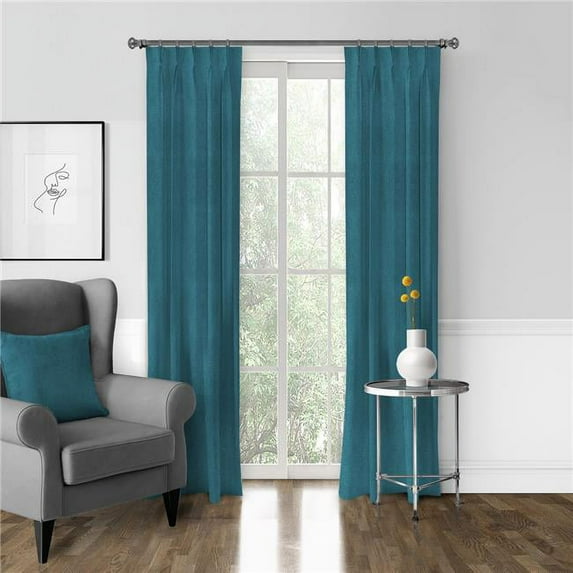 Vanessa Pinch Pleat Drapery Panel, Turquoise - 40 x 84 in. - Pack of 2