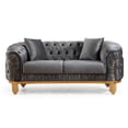 thumbnail image 1 of Vanessa Tufted Upholstery Loveseat finished with Velvet Fabric in Gray, 1 of 6