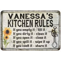 Vanessa's Kitchen Rules Chic Sign Vintage Decor 8 x 12 High Gloss Metal 208120032198