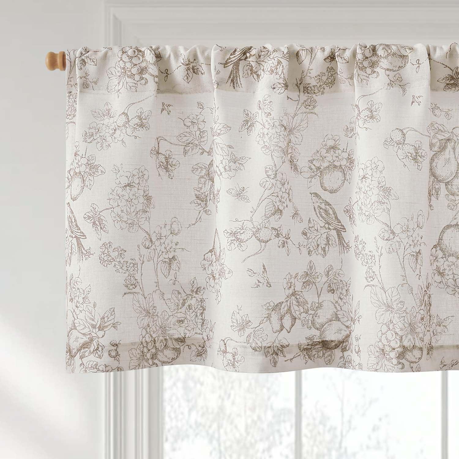 Rustic Valance Vangao Linen Blend Valance Curtain Farmhouse Floral Small Window ...