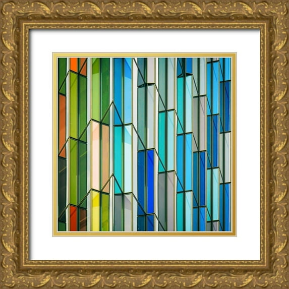 Vangindertael 26x26 Gold Ornate Wood Framed with Double Matting Museum Art Print Titled - Vangindertael - Stained Glass Windows