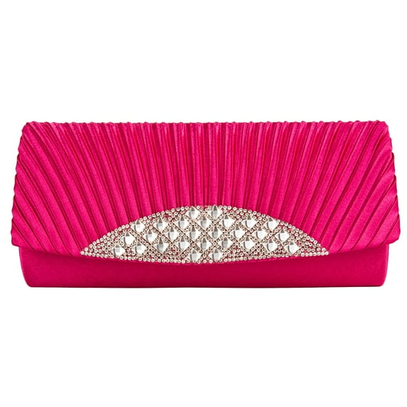 Vangoddy Women's Anna Diamante Pleated Satin Clutch Purse