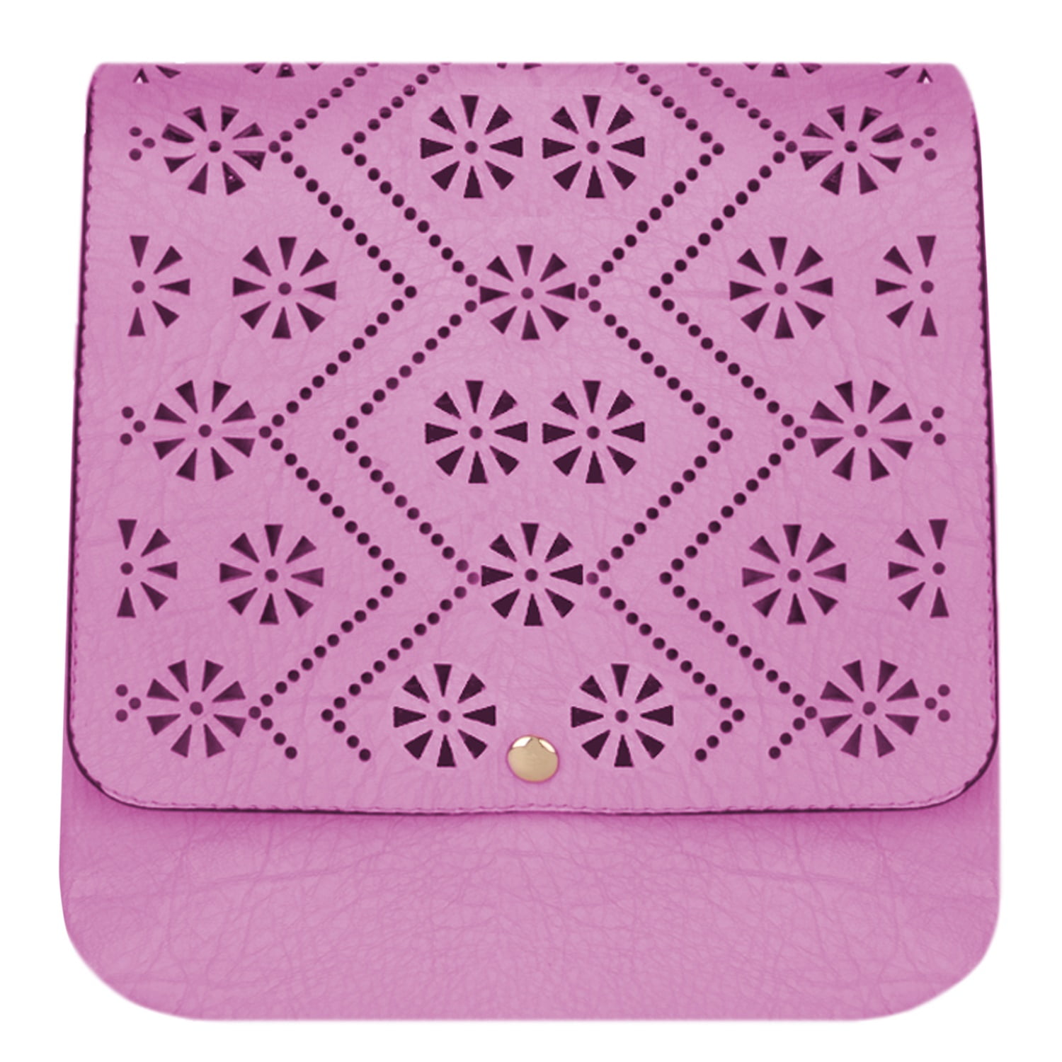Vangoddy Women's Gran Sta Floral Punch Pattern Purse with Removable Chain Cross-Body Strap Purple