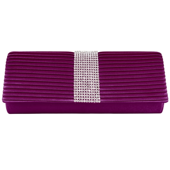 Vangoddy Women's Palki Diamante Pleated Satin Clutch Purse