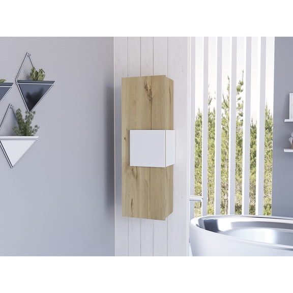 Vanguard Medicine Cabinet: White/ Oak, 3 Shelves, Single Door, Large Storage Areas, 2 Broad Horizontal/vertical Hanging, Effortless Assembly Process Cabinet In Three Shelf, Spacious Shelf Sections,