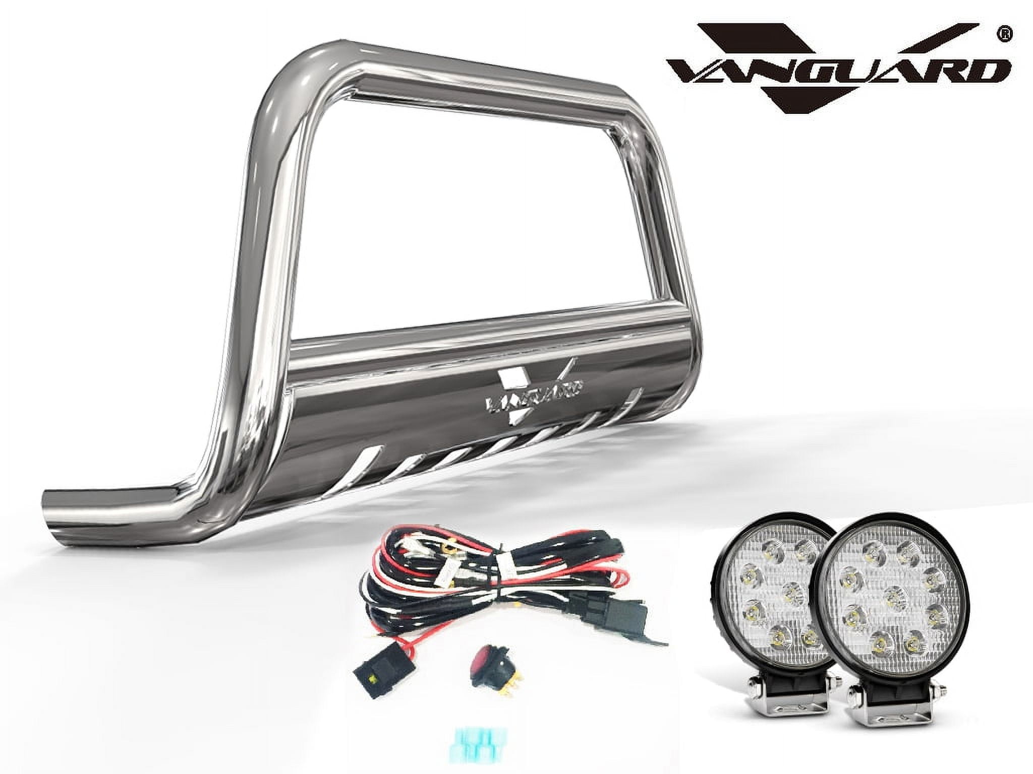 Vanguard Stainless Steel Bull Bar 4.5in Round LED Kit Compatible with 18 22 Toyota C HR