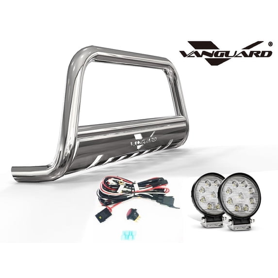 Vanguard VGUBG-0844SS-RLED Stainless Steel Bull Bar 4.5in Round LED Kit | Compatible with 04-10 Infiniti QX56 / 05-16 Nissan Armada Excludes Titanium Models/ 04-15 Nissan Titan