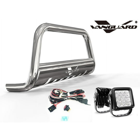 Vanguard VGUBG-0952SS-4LED Stainless Steel Bull Bar 4.5in Cube LED Kit | Compatible with 11-19 Ford Explorer