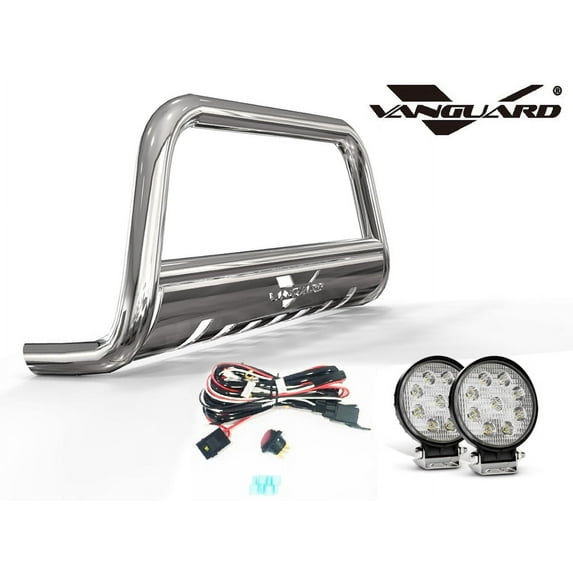 Vanguard VGUBG-1276SS-RLED Stainless Steel Bull Bar 4.5in Round LED Kit | Compatible with 11-20 Toyota Sienna