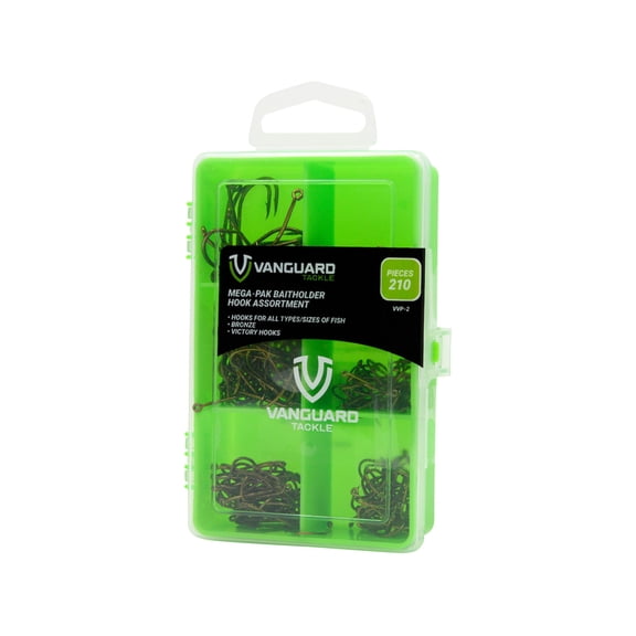 Vanguard Value Pak Bait Fishing Hook, 210 Pieces