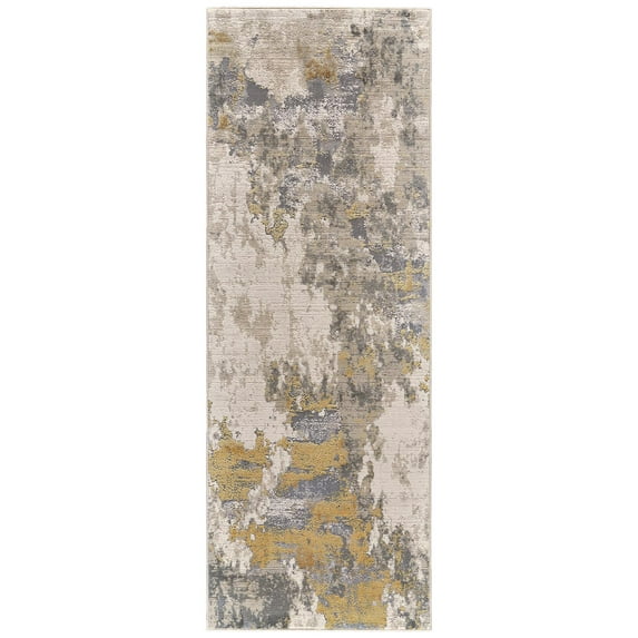 Vanhorn Metallic Abstract Rug, Golden Glow/Ivory, 2ft-10in x 7ft-10in, Runner