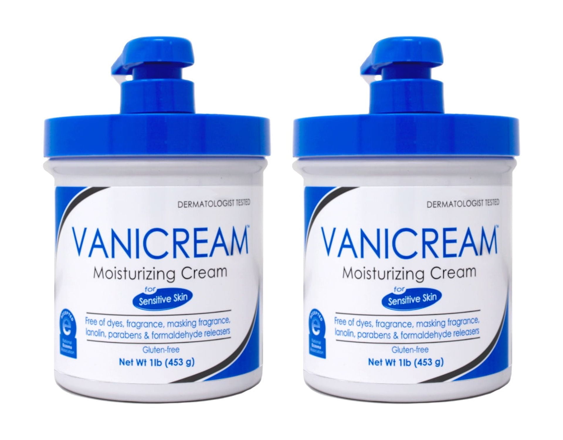 Vanicream Moisturizing Skin Cream for Sensitive Skin with Pump Dispenser - 16 fl oz (1 lb) - (Pack of 2)
