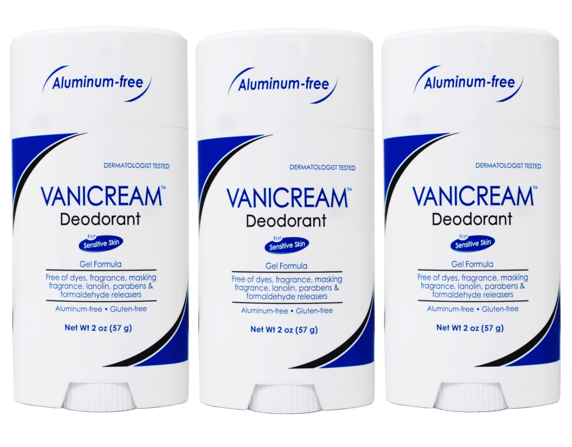 Vanicream Aluminum Free Deodorant Gel Formula Fragrance Free For Sensitive Skin 2 Oz 3 Pack