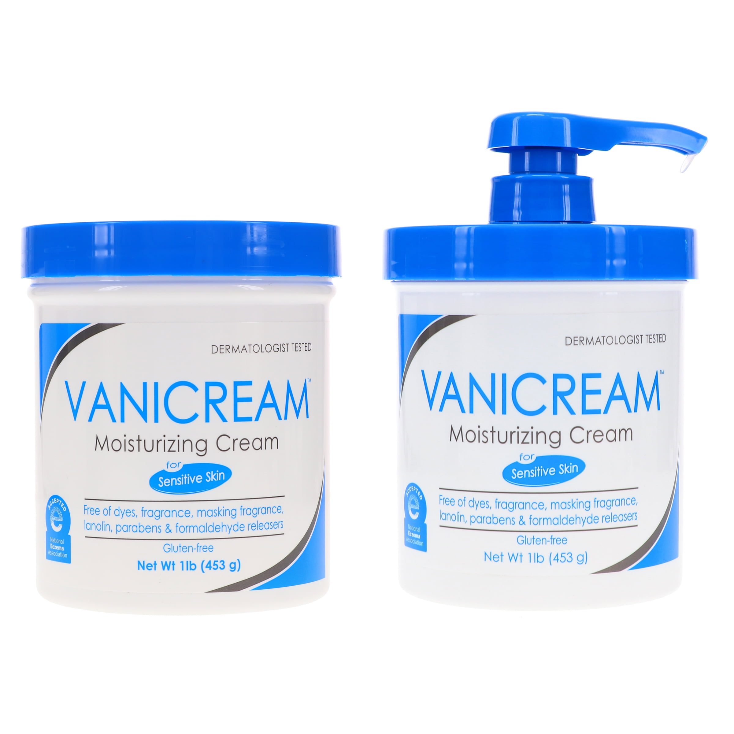 Vanicream Moisturizing Skin Cream with Pump Dispenser 16 oz & Moisturizing Skin Cream Jar 16 oz Combo Pack