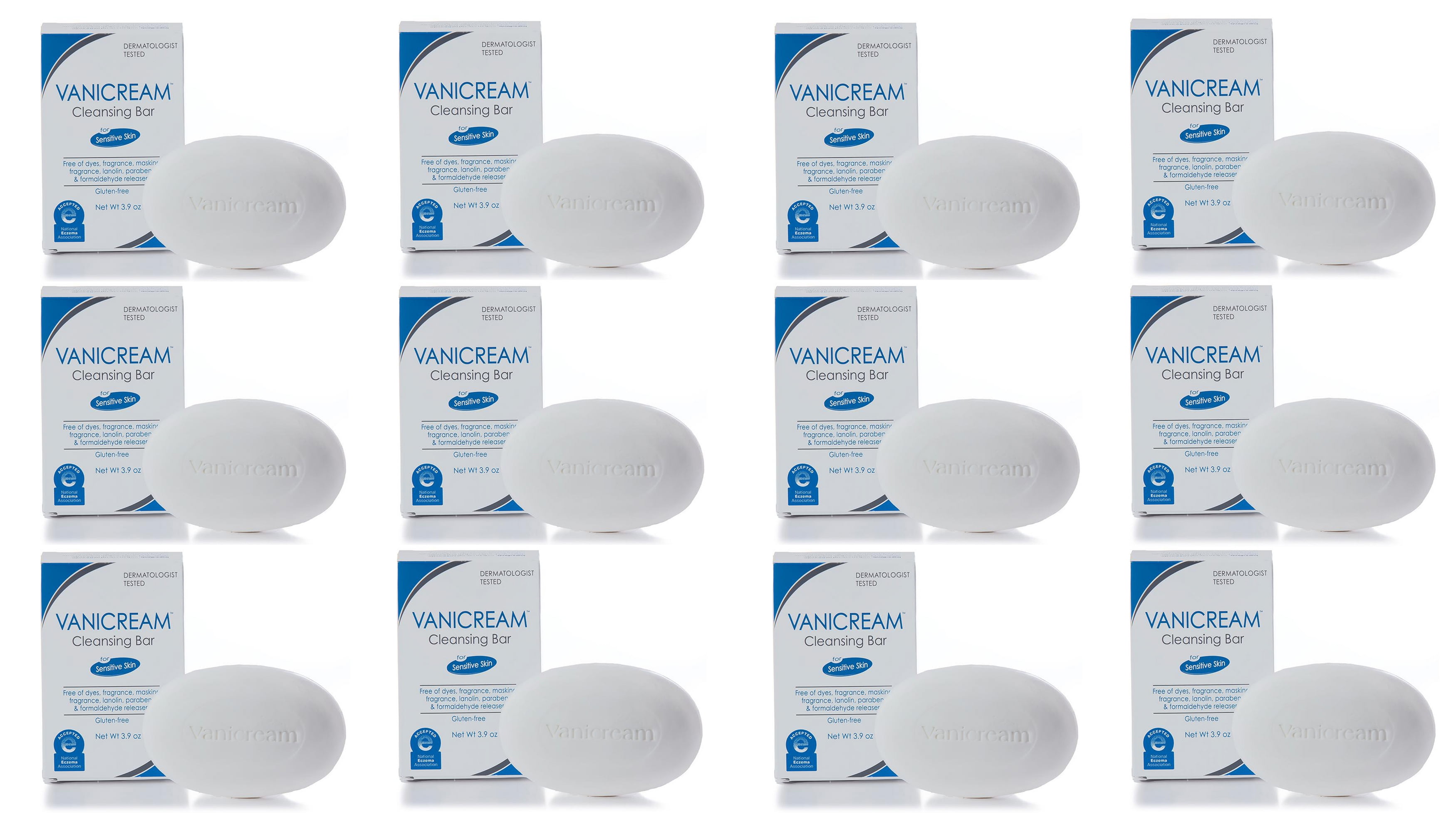 Vanicream Cleansing Bar For Sensitive Skin, Gluten and Sulfate Free, 3.