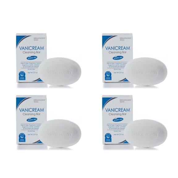 Vanicream Cleansing Bar For Sensitive Skin, Gluten and Sulfate Free, 3.9 oz (Pack of 4)