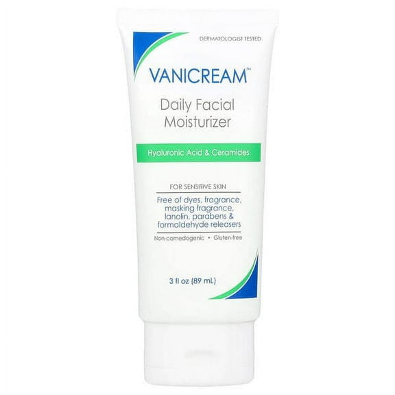 Vanicream, Daily Facial Moisturizer For Sensitive Skin, Fragrance Free, 3 fl oz Pack of 4