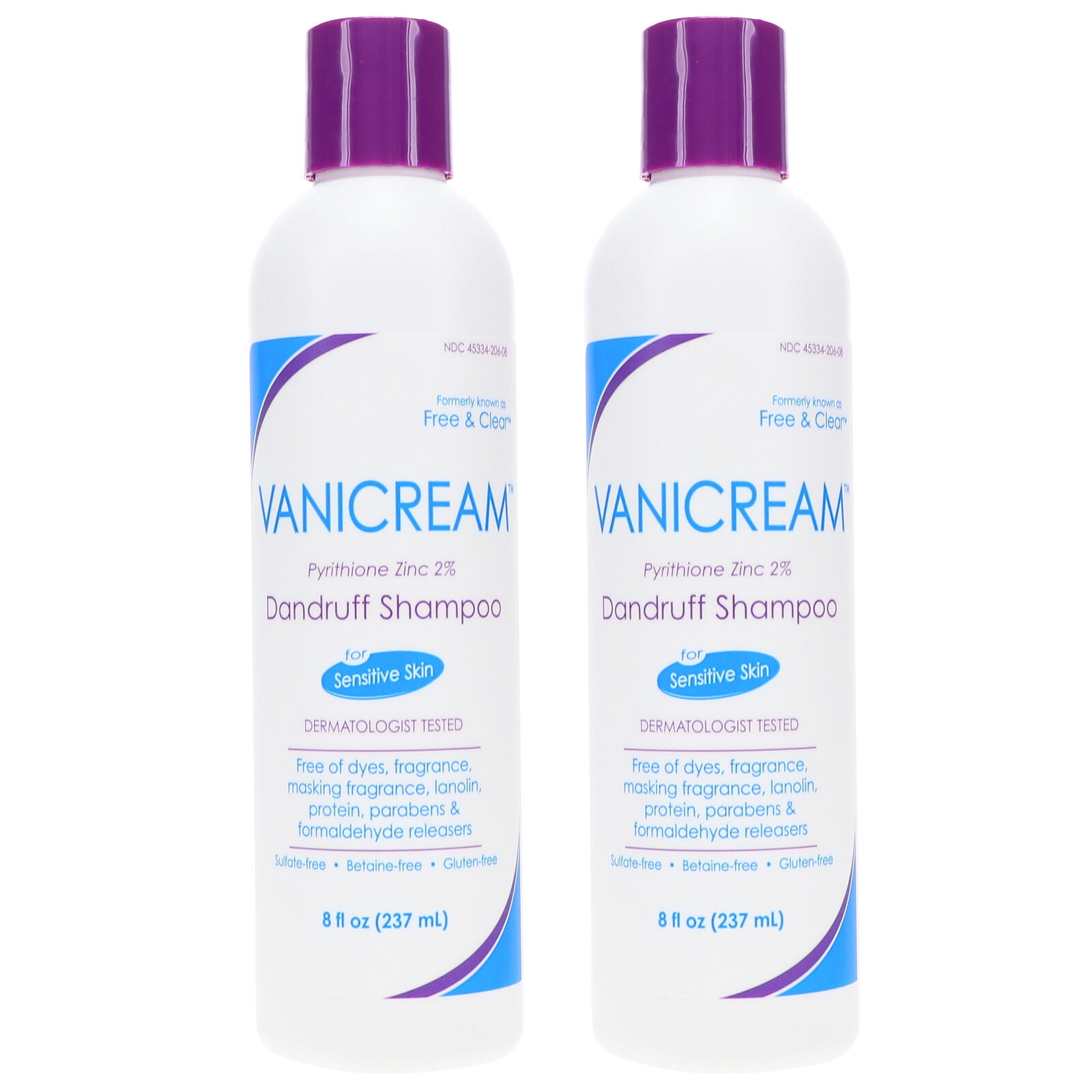 Vanicream Dandruff Shampoo for Sensitive Skin Dermatologist tested Sulfate Protein and Gluten free 8 oz Pack of 2