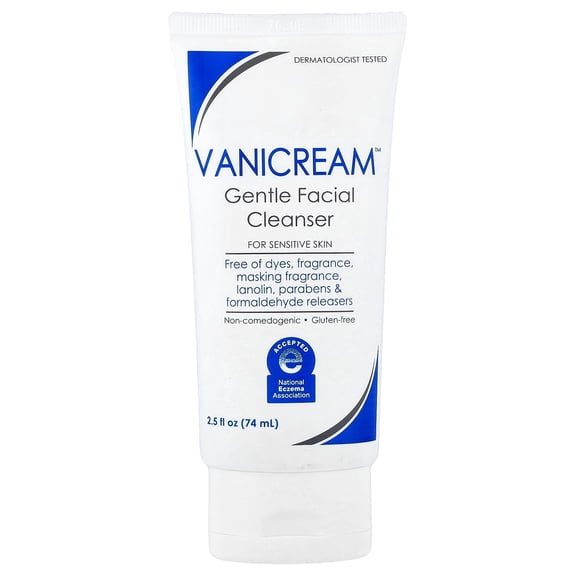 Vanicream Gentle Facial Cleanser, For Sensitive Skin, Fragrance Free, 2.5 fl oz (74 ml)