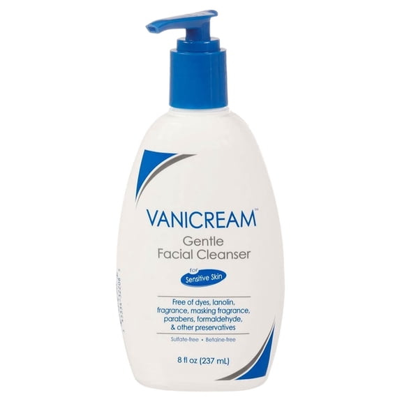 Vanicream Gentle Facial Cleanser for Sensitive Skin with Pump Dispenser, 8 Ounce