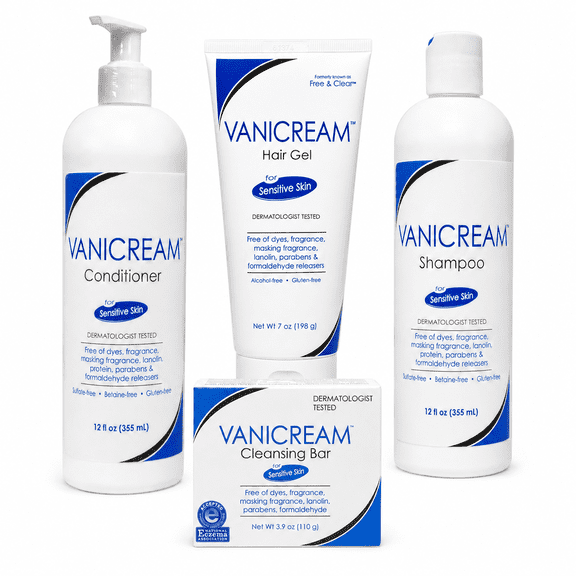 Vanicream Hair Shampoo, Conditioner, Cleansing Bar & Hair Gel, Shower & Bath Bundle for Sensitive Skin
