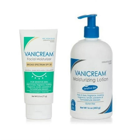 Vanicream Moisturizing Lotion With Pump, 16 Ounce & Facial Moisturizer With Spf, 2.5 Ounce.