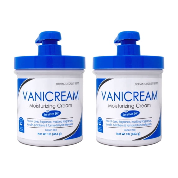 Vanicream Moisturizing Skin Cream for Sensitive Skin with Pump Dispenser - 16 fl oz (1 lb) -2 Pack